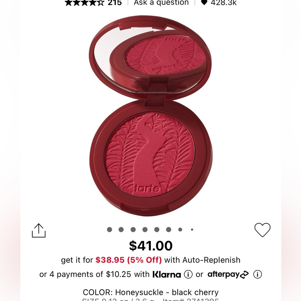 Brand new tarte Amazonian clay blush in the shade honeysuckle